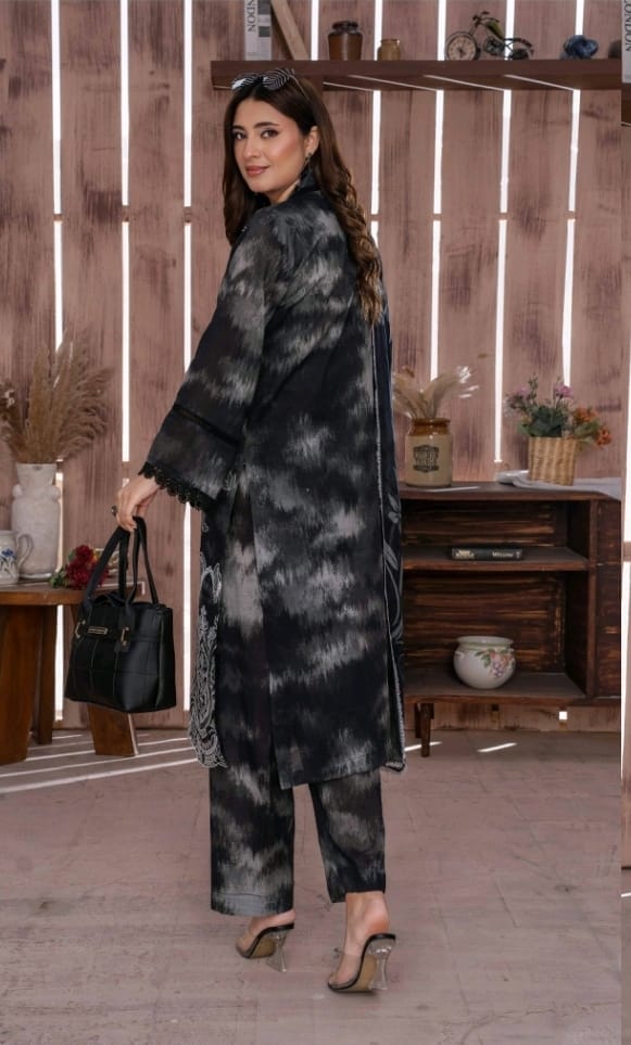 EMBROIDERED LAWN SUIT 3 - PIECE