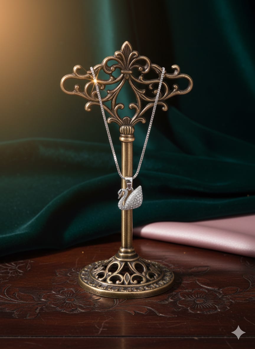 Exquisite Swan Elegance - Premium American Diamond Zircon Pendant