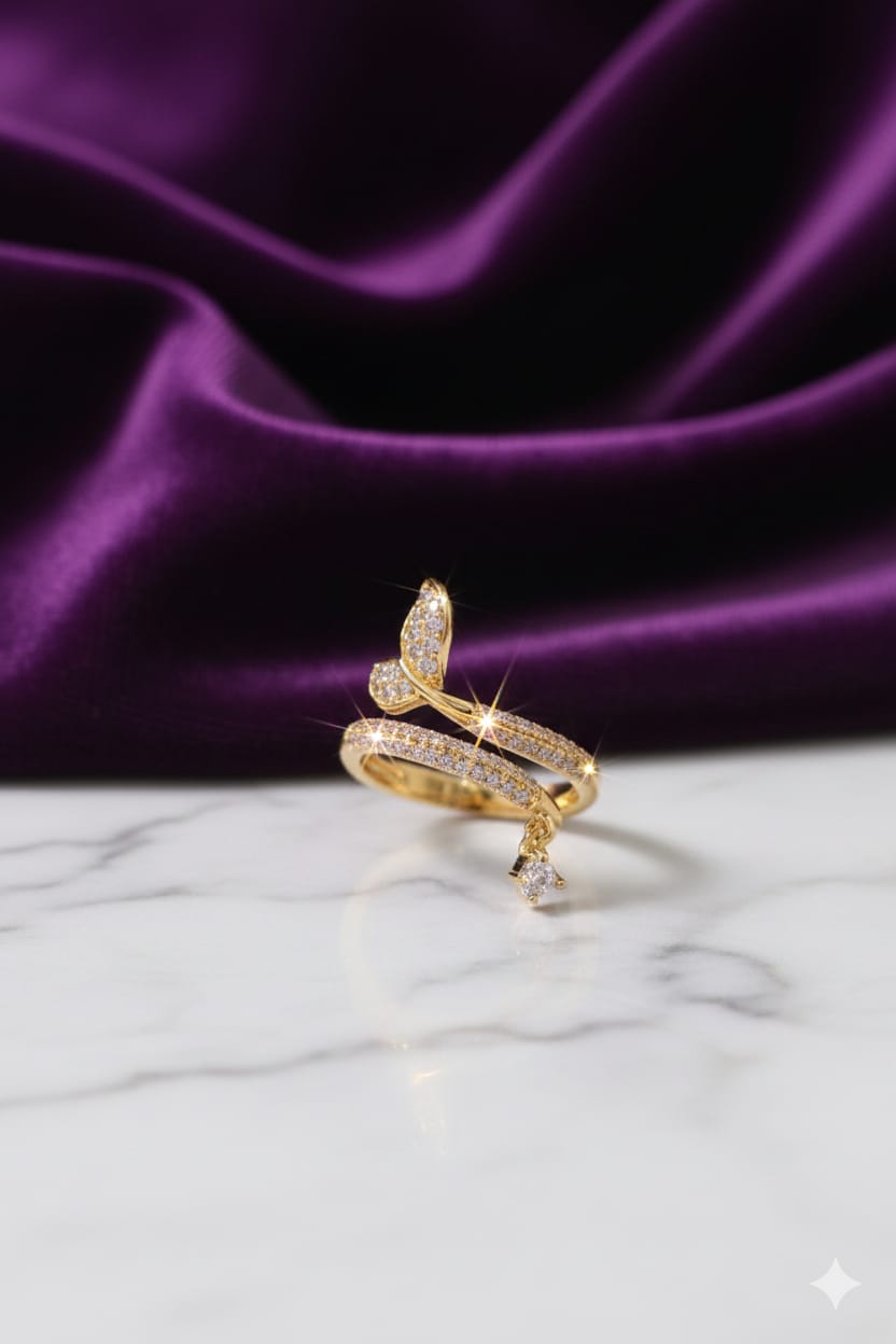 Royal Twist - Premium American Diamond Gold Plated Ring