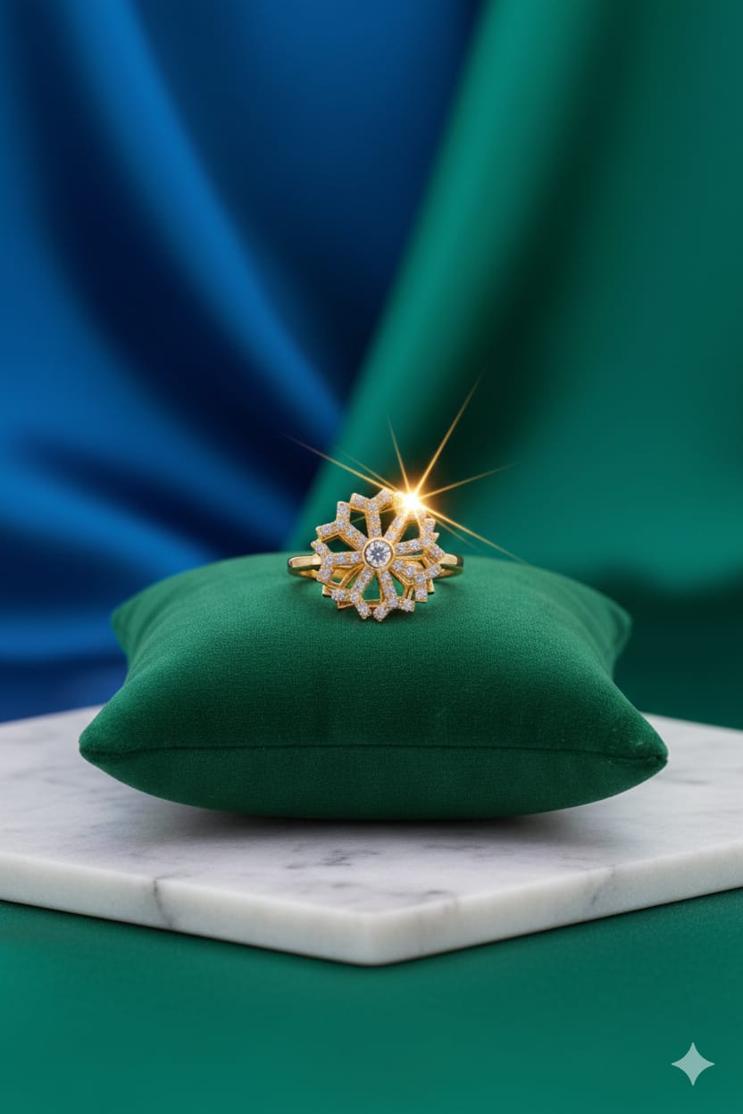 Luxe Petal - Premium Zircon American Diamond Spinning Floral Ring