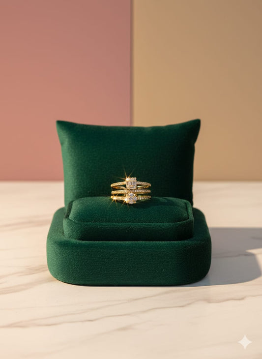 Eternal Spark - Premium Gold Plated American Diamond Zircon Ring