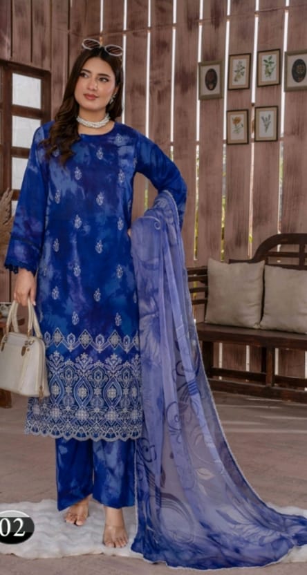 EMBROIDERED LAWN SUIT 3 - PIECE