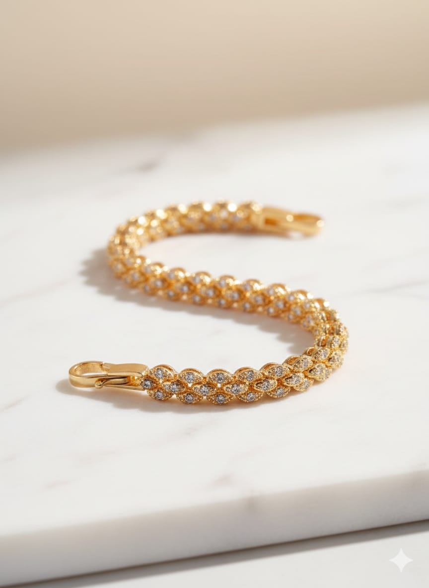 Royal Radiance - Luxury American Diamond Zircon Gold Plated Bracelet