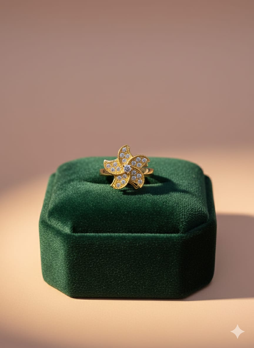 Eternal Bloom - Luxury American Diamond Zircon Floral Spinner Ring