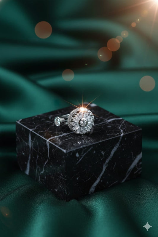 Diamond Bloom - High-End American Diamond Floral Spinner Ring