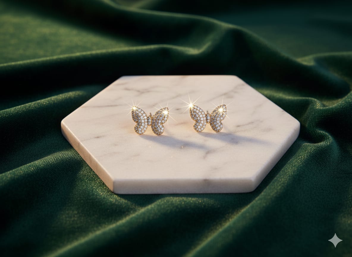 1-Carat Gold Plated AD Zircon Studs