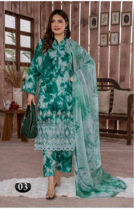 EMBROIDERED LAWN SUIT 3 - PIECE