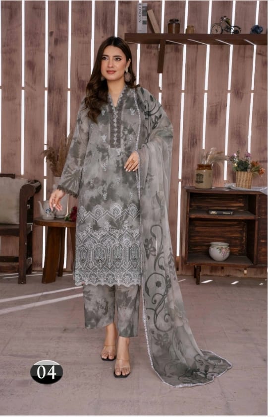 EMBROIDERED LAWN SUIT 3 - PIECE