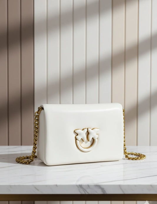 PINKO Love One Shoulder Bag - Classic Ivory White