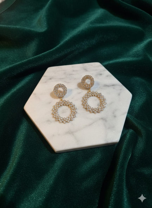 1-Carat Gold Plated AD Zircon Earrings