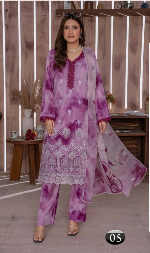 EMBROIDERED LAWN SUIT 3 - PIECE