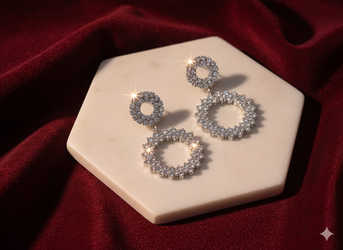 1-Carat Gold Plated AD Zircon Earrings